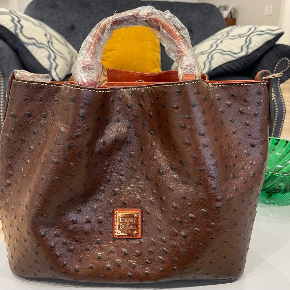 Dooney & Bourke Barlow Bag, Ostrich, Espresso, Large